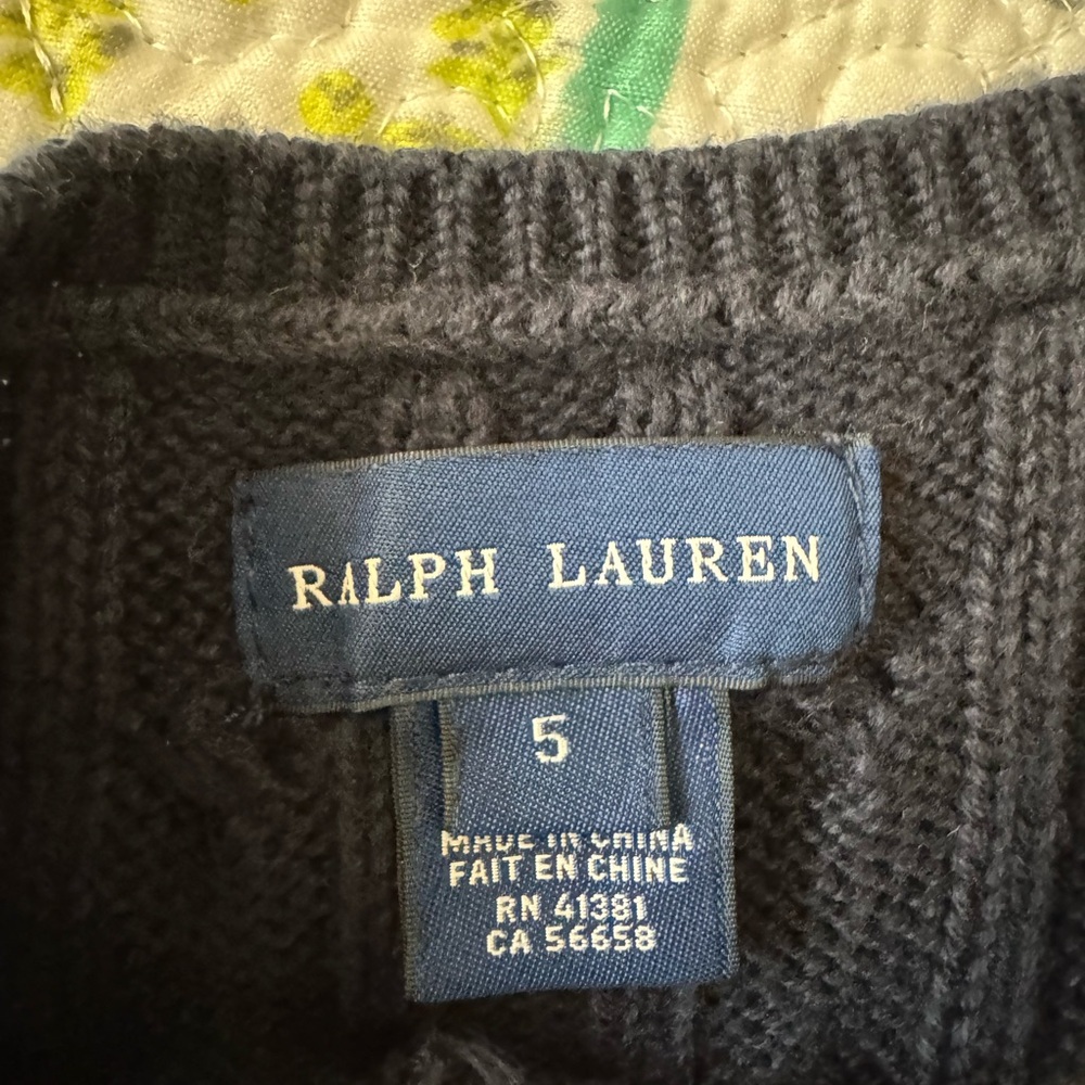 Ralph Lauren Navy Blue Cable Knit Kids Dress - Picture 2 of 3